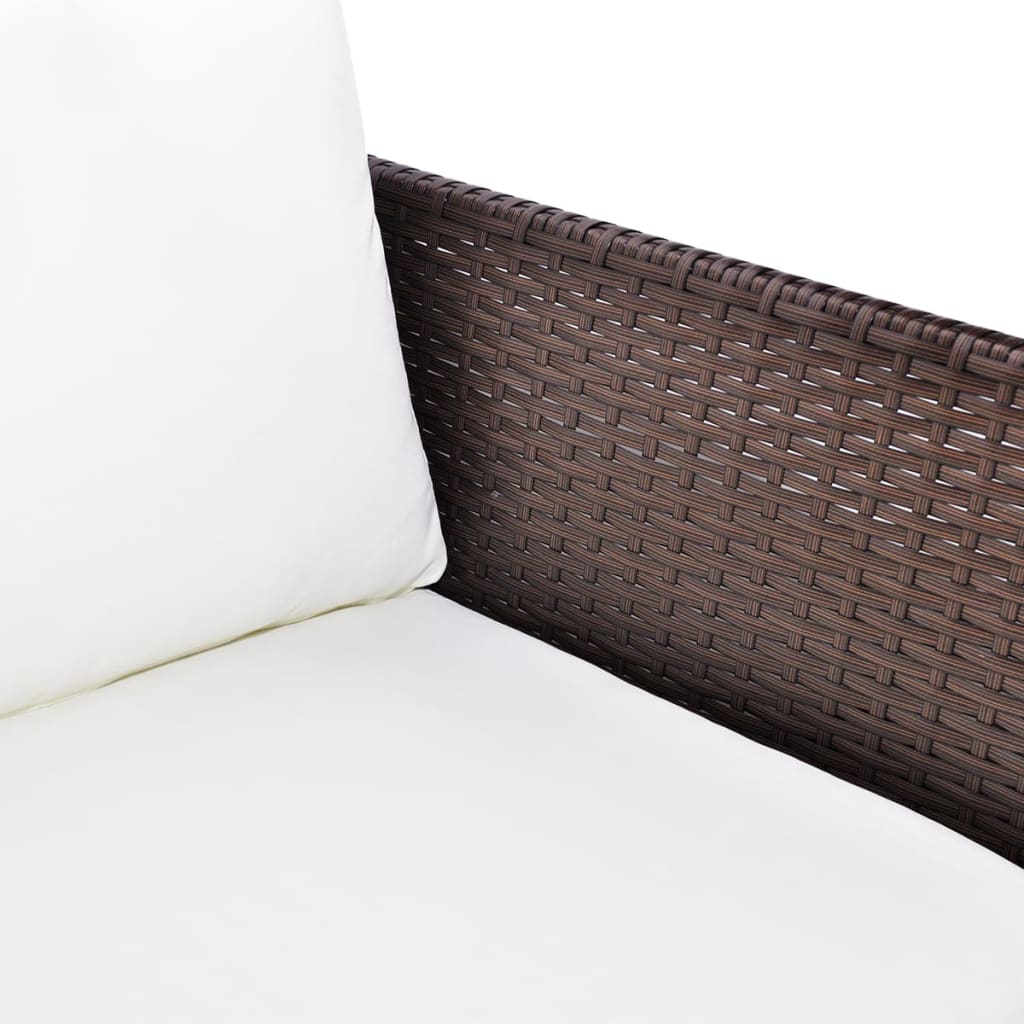vidaXL 3-tlg. Garten-Lounge-Set mit Auflagen Poly Rattan Braun