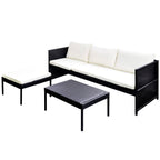 vidaXL 3-tlg. Garten-Lounge-Set mit Kissen Poly-Rattan Schwarz