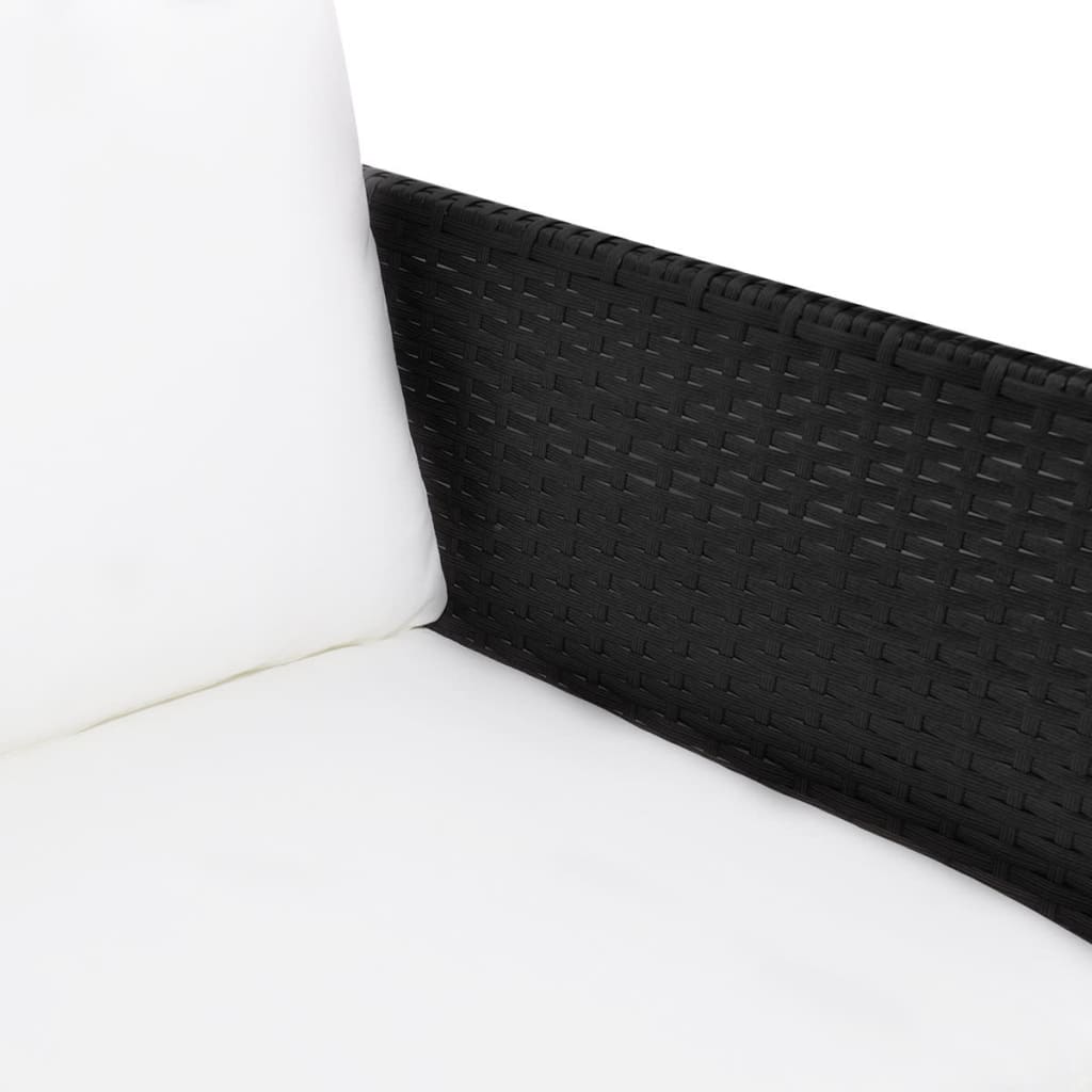 vidaXL 3-tlg. Garten-Lounge-Set mit Kissen Poly-Rattan Schwarz