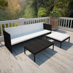 vidaXL 3-tlg. Garten-Lounge-Set mit Kissen Poly-Rattan Schwarz