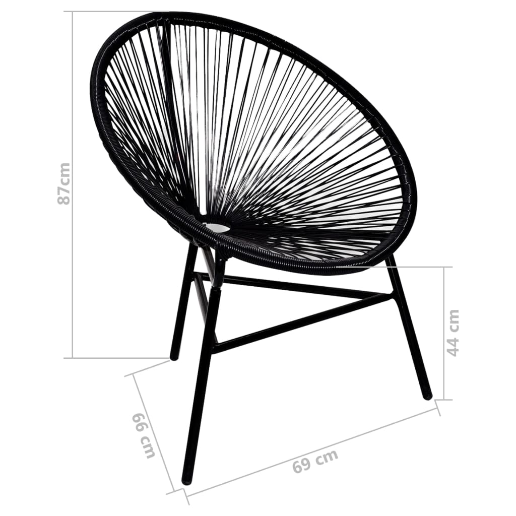 vidaXL Garten-Mondstuhl Poly Rattan Schwarz