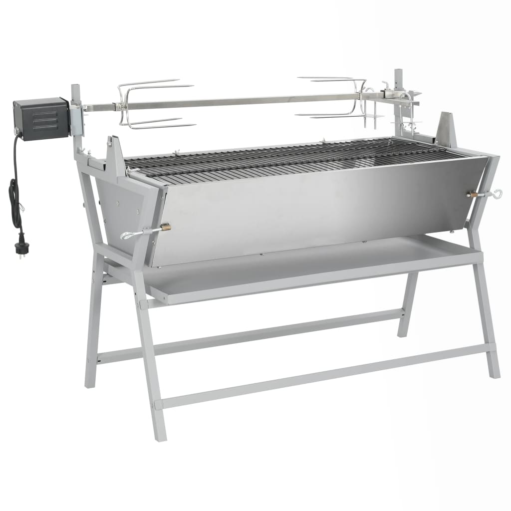 BBQ Grill mit Drehspieß Eisen und Edelstahl