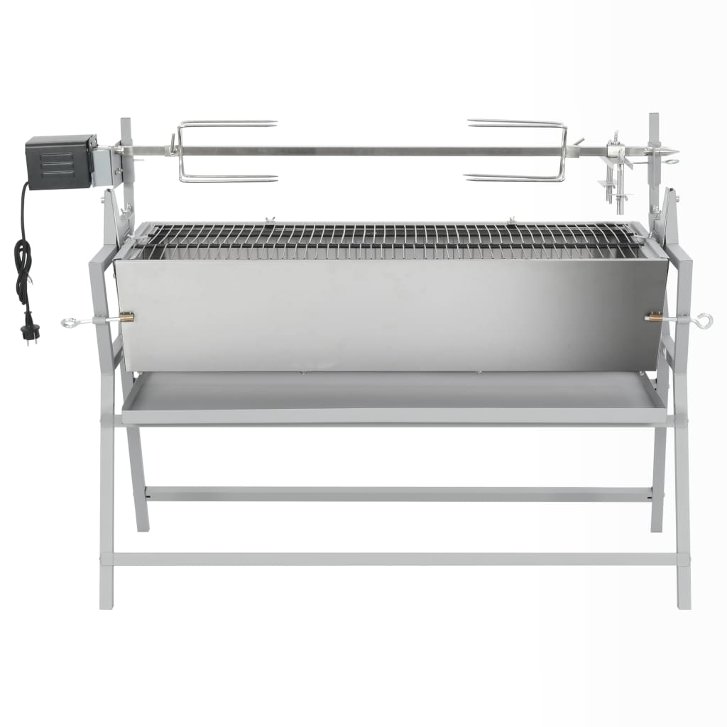 BBQ Grill mit Drehspieß Eisen und Edelstahl