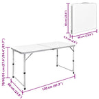 vidaXL Campingtisch Klappbar Höhenverstellbar Aluminium 120x60 cm