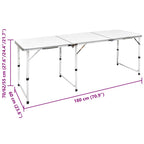 Campingtisch zusammenklappbar höhenverstellbar Aluminium 180 x 60 cm