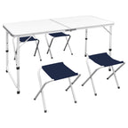 vidaXL Campingtisch mit 4 Hockern Klappbar Höhenverstellbar 120x60 cm
