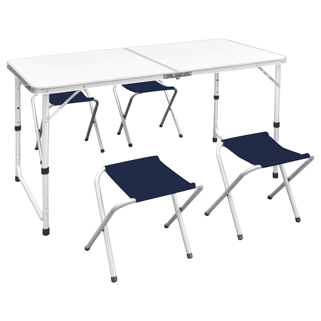 vidaXL Campingtisch mit 4 Hockern Klappbar Höhenverstellbar 120x60 cm