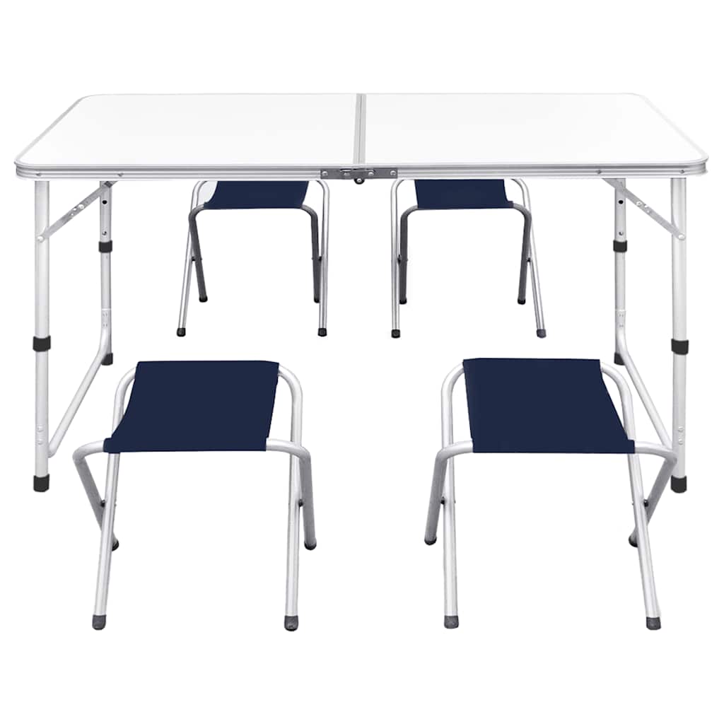 vidaXL Campingtisch mit 4 Hockern Klappbar Höhenverstellbar 120x60 cm