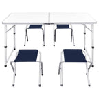 vidaXL Campingtisch mit 4 Hockern Klappbar Höhenverstellbar 120x60 cm