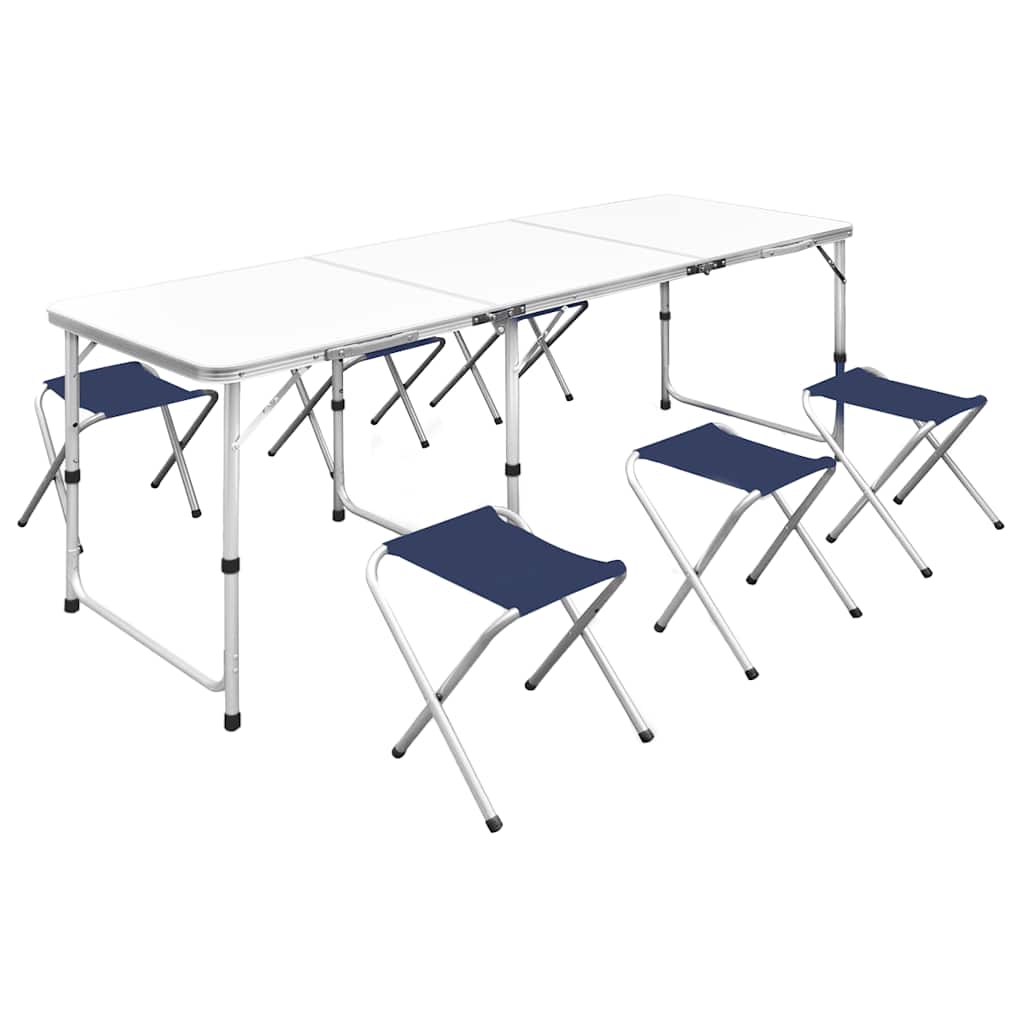vidaXL Klappbarer Campingtisch mit 4 Hocker Höhenverstellbar 180x60 cm