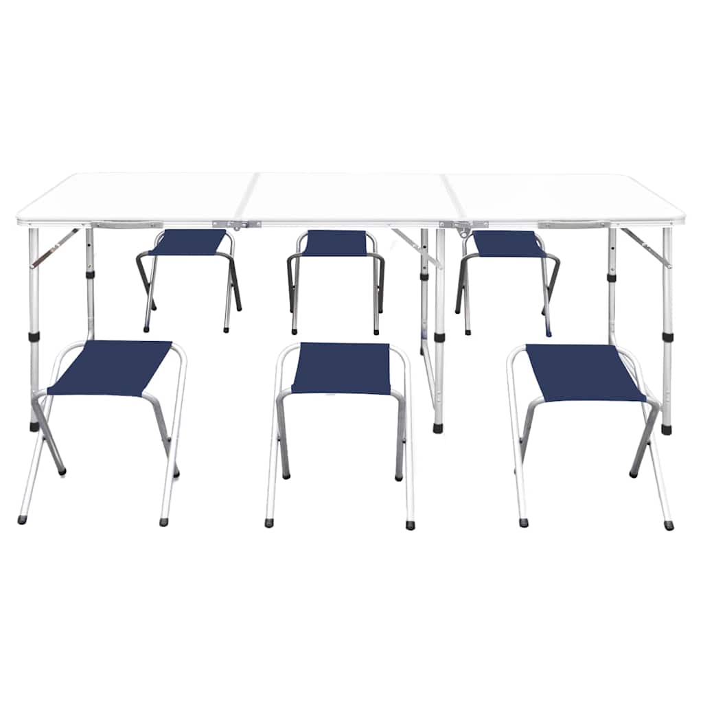 vidaXL Klappbarer Campingtisch mit 4 Hocker Höhenverstellbar 180x60 cm