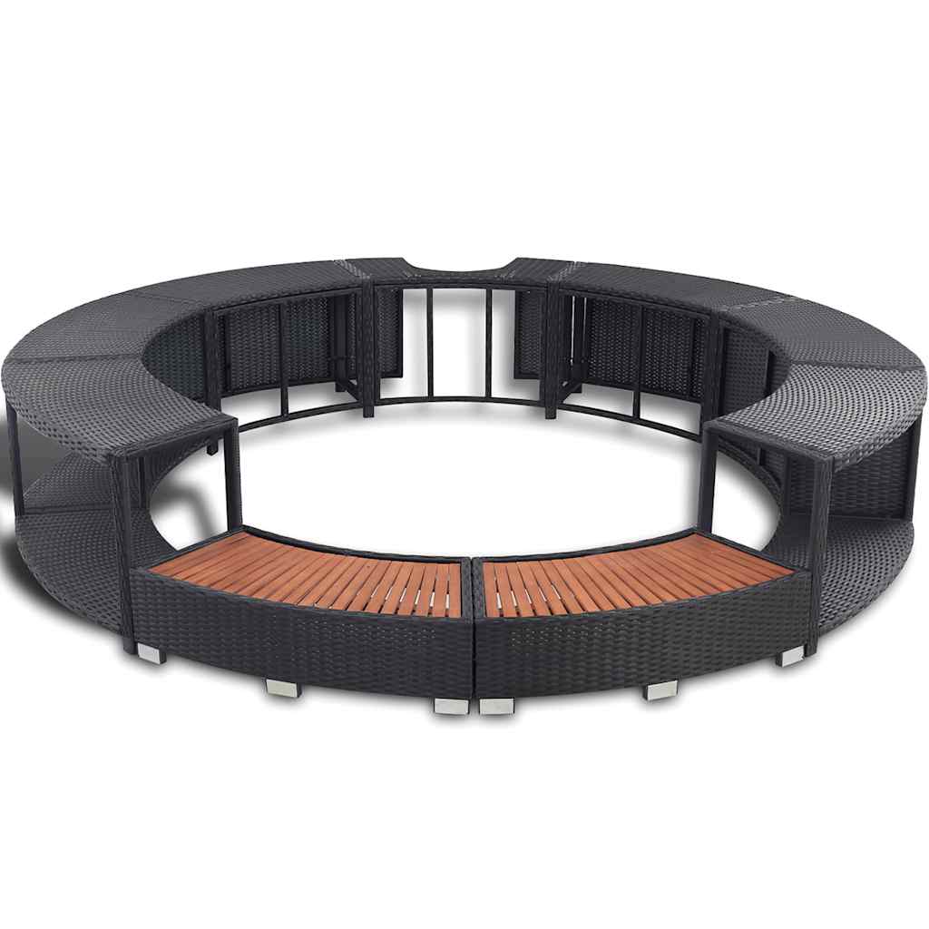 vidaXL Whirlpool-Umrandung Schwarz Poly-Rattan