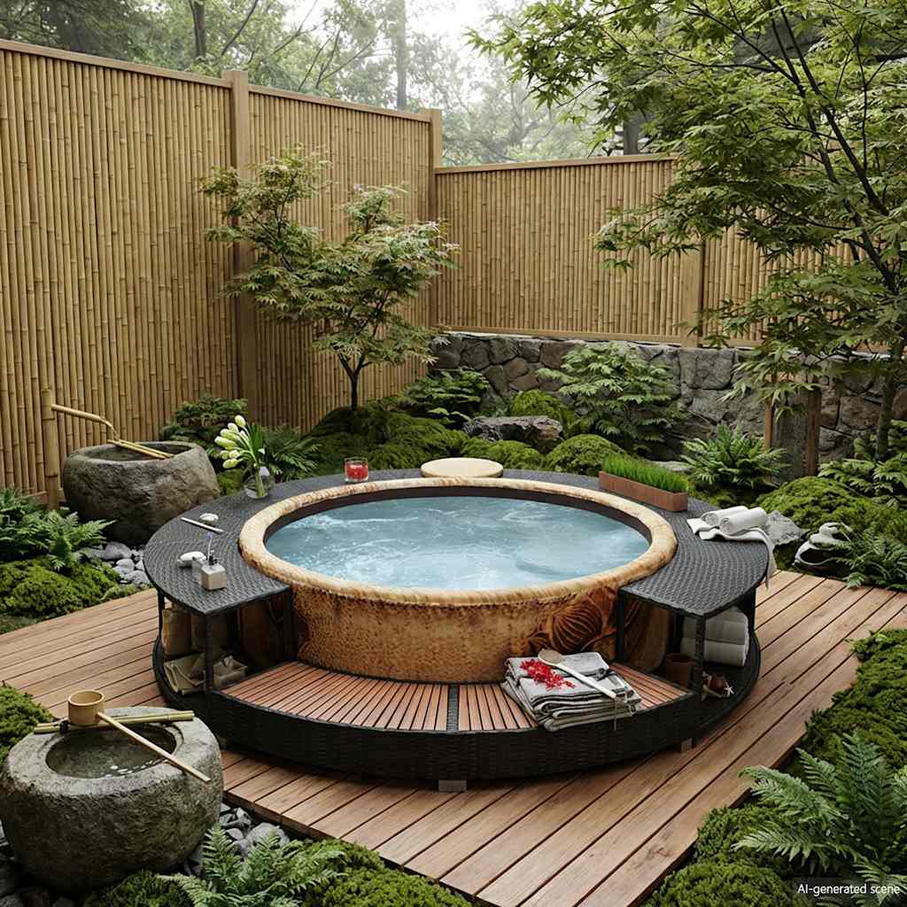 vidaXL Whirlpool-Umrandung Schwarz Poly-Rattan