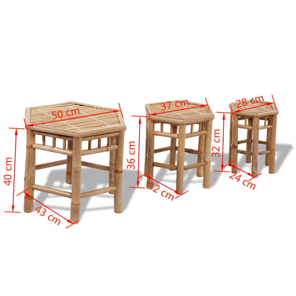 vidaXL Gartenhocker 3 Stk. Bambus