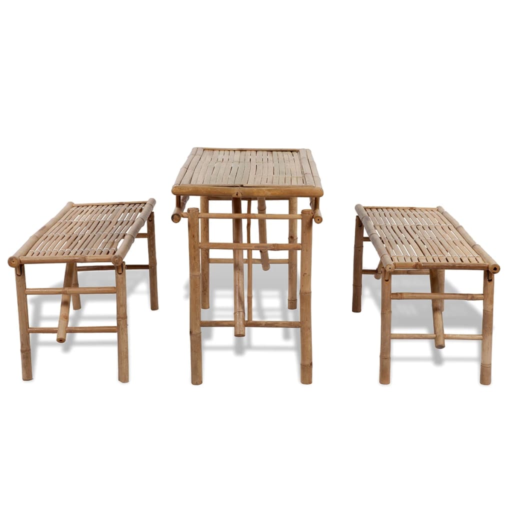 vidaXL Biertisch mit 2 Bänken 100 cm Bambus