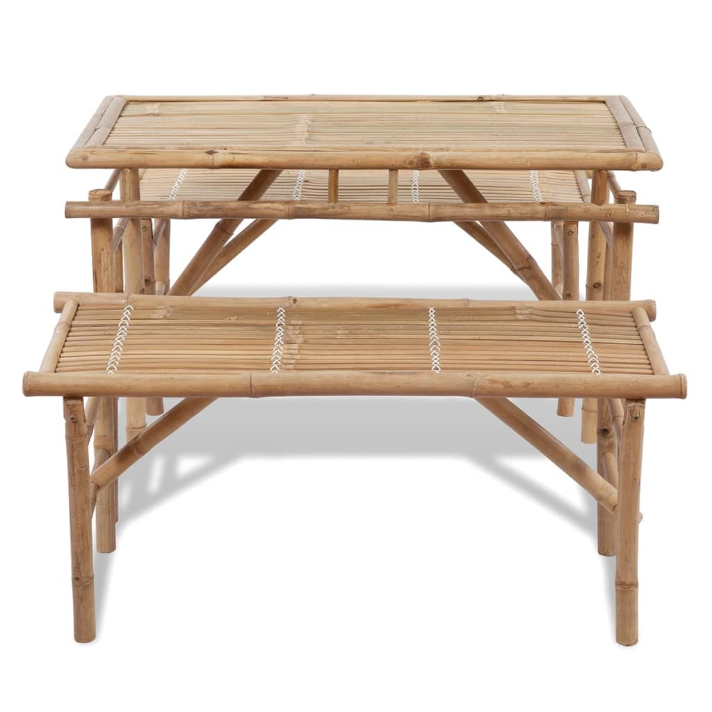 vidaXL Biertisch mit 2 Bänken 100 cm Bambus