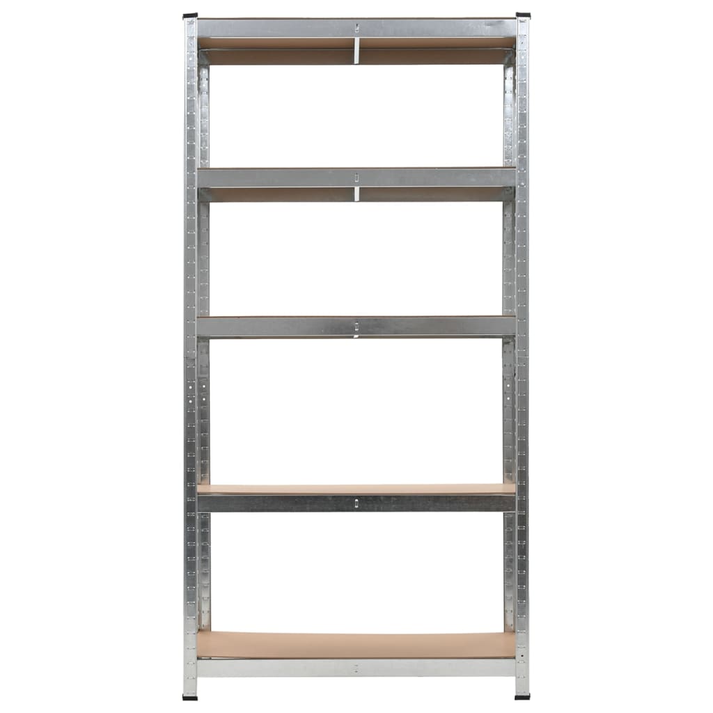 vidaXL Lagerregal mit 5 Böden Silbern Stahl & Holzwerkstoff