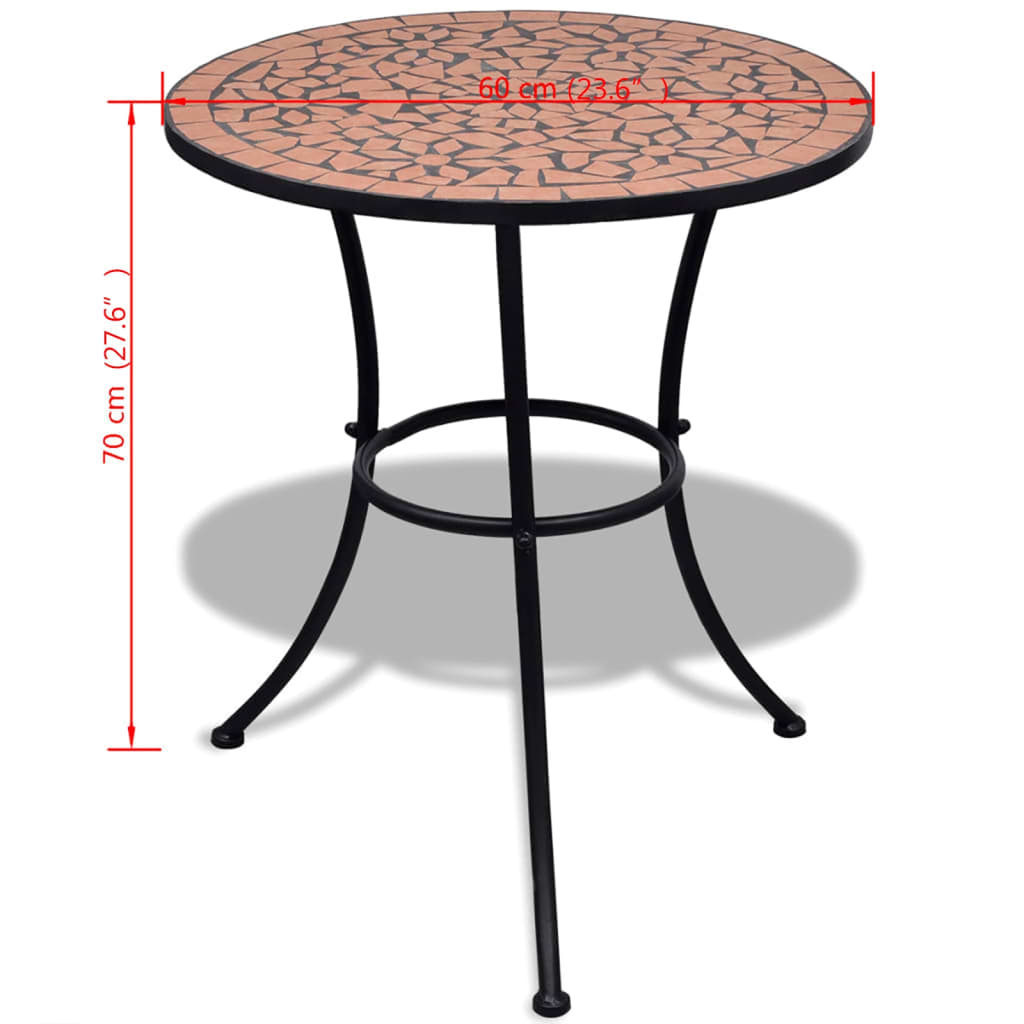 vidaXL Bistrotisch Terrakotta-Rot 60 cm Mosaik