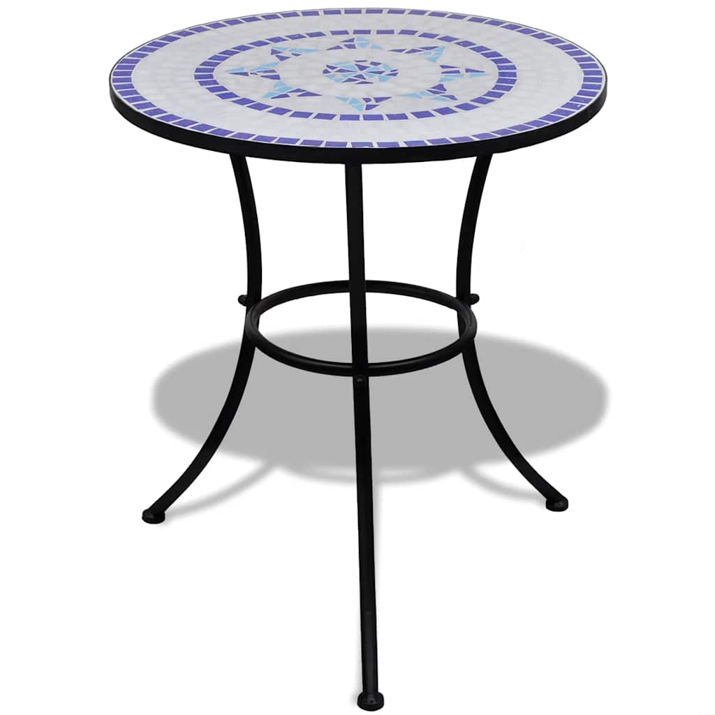 vidaXL Bistrotisch Blau und Weiß 60 cm Mosaik