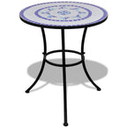 vidaXL Bistrotisch Blau und Weiß 60 cm Mosaik