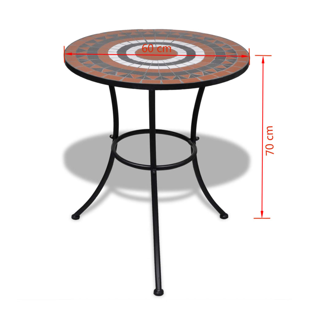 vidaXL Bistrotisch Terrakotta-Rot und Weiß 60 cm Mosaik