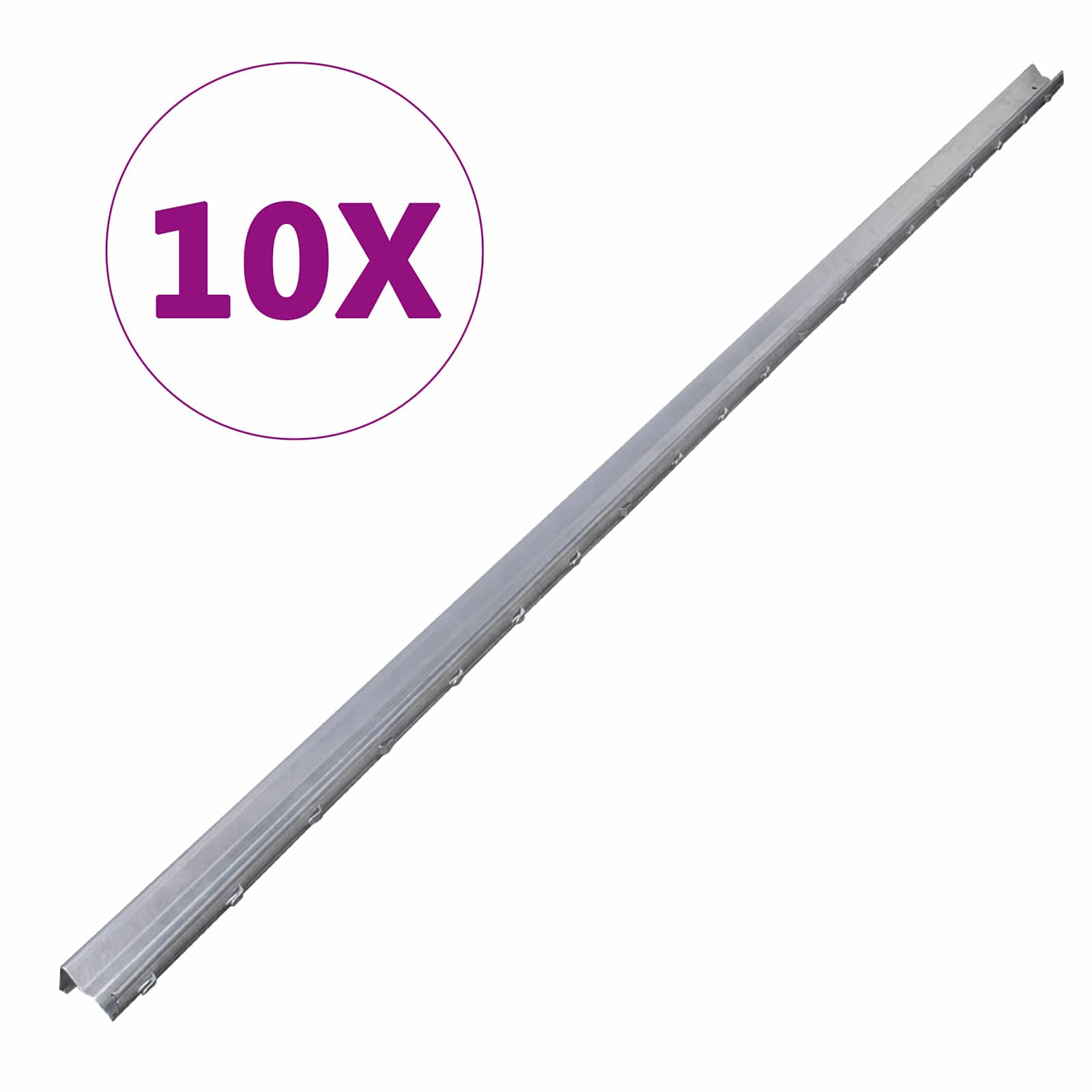 vidaXL Zaunpfosten 10 pcs Silber 200 cm Stahl