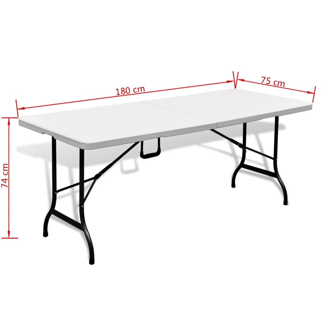 vidaXL Gartentisch Klappbar Weiß 180×75×74 cm HDPE