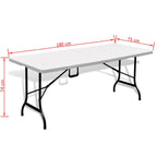 vidaXL Gartentisch Klappbar Weiß 180×75×74 cm HDPE