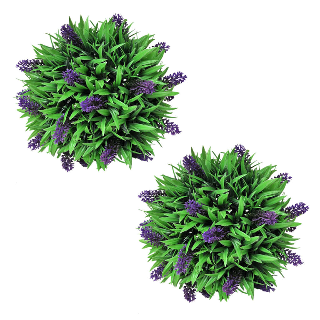 vidaXL Buchsbaumkugel mit Lavendel 2 Stk. Künstlich 28 cm