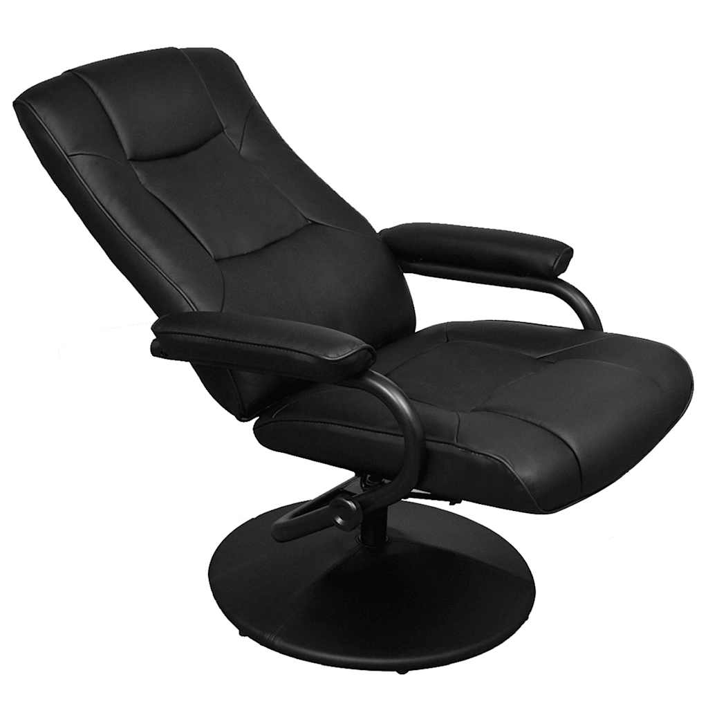 vidaXL TV-Sessel mit Fußhocker Schwarz Kunstleder