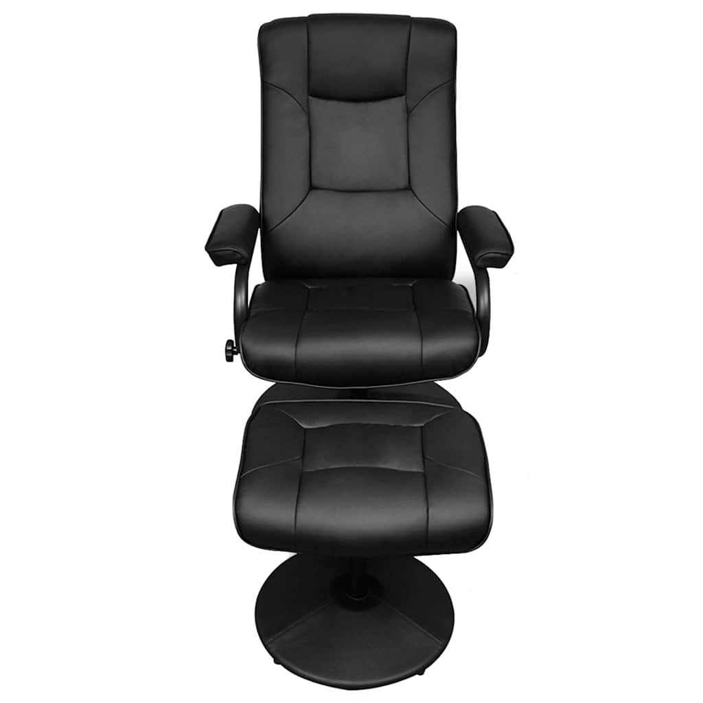 vidaXL TV-Sessel mit Fußhocker Schwarz Kunstleder
