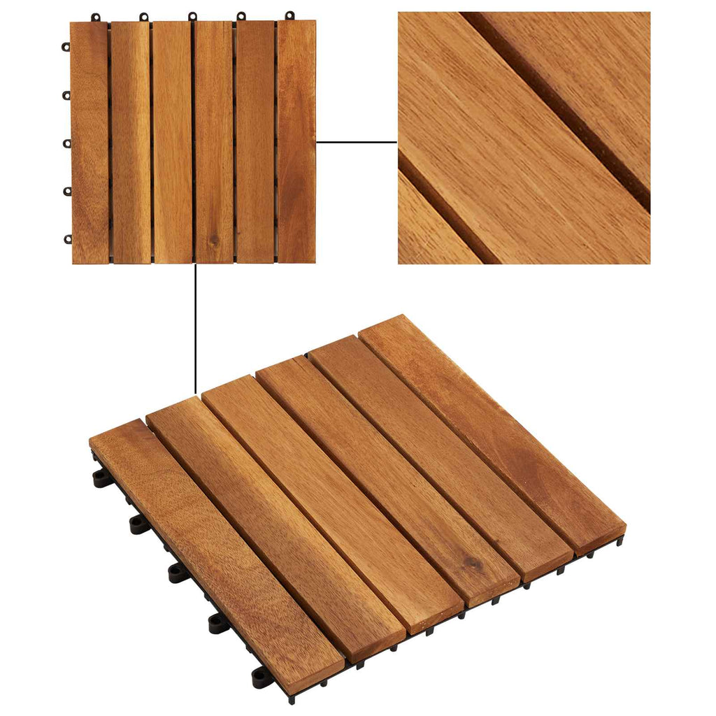 vidaXL Terrassenfliese 10 pcs Braun 30 x 30 cm Akazien-Hartholz