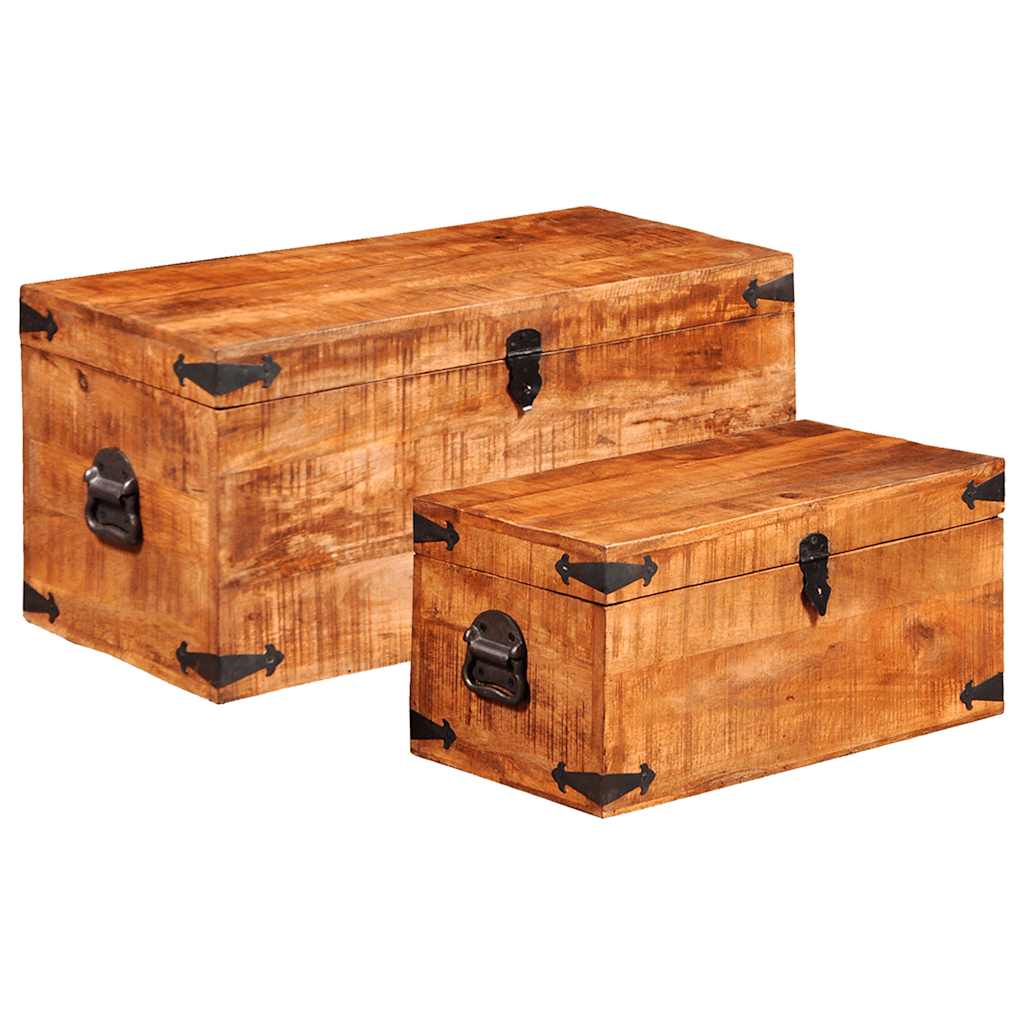 vidaXL 2-tlg. Truhen-Set Raues Mangoholz