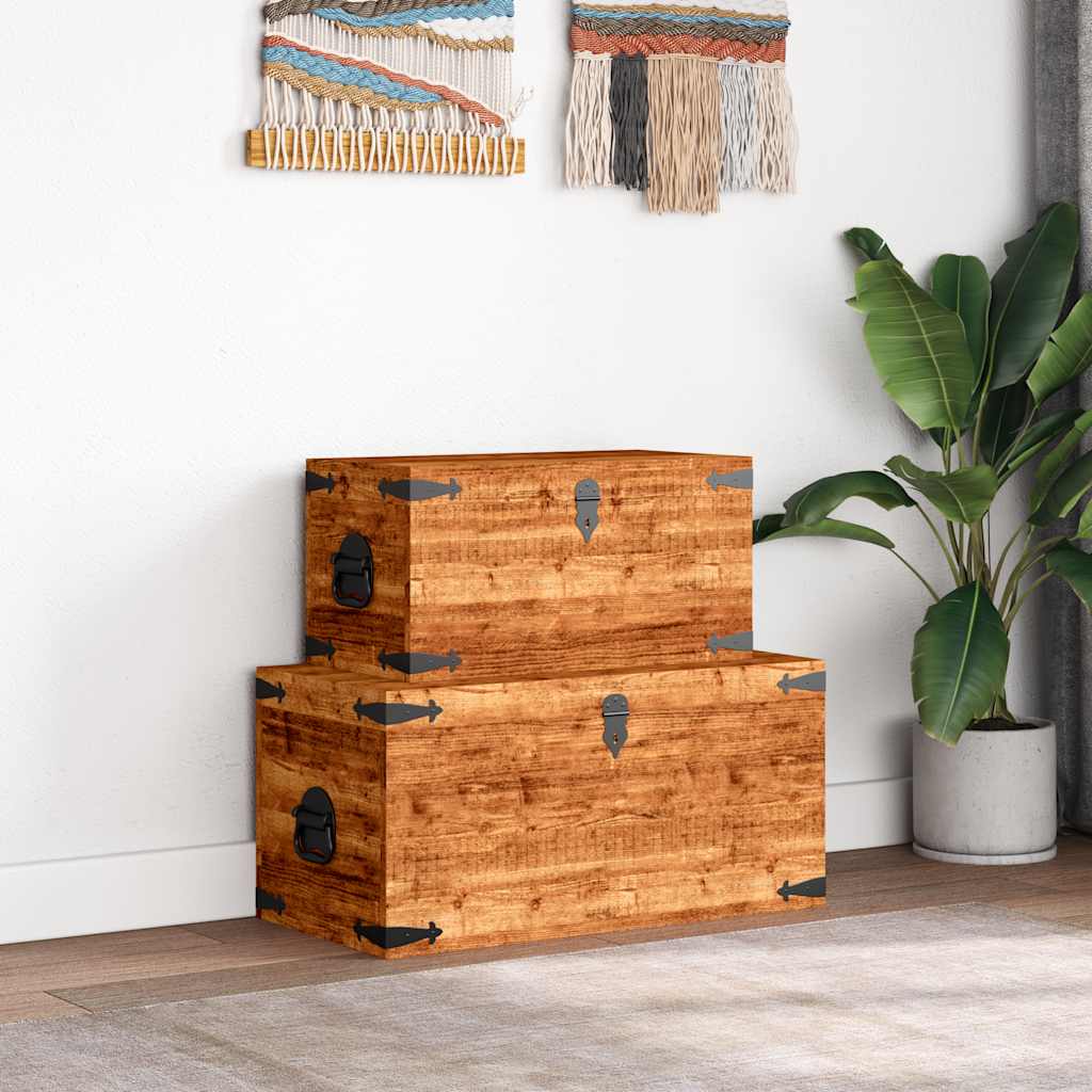 vidaXL 2-tlg. Truhen-Set Raues Mangoholz