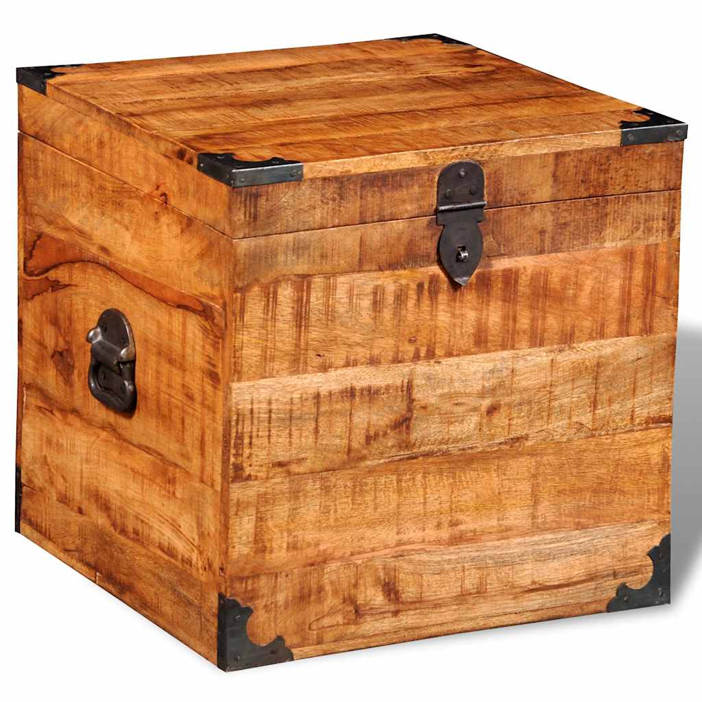 vidaXL Truhe Würfelform Raues Mangoholz