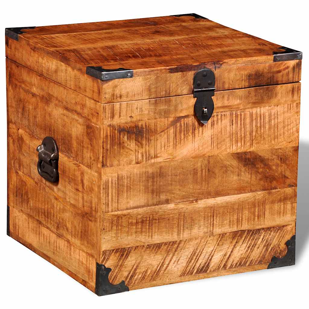 vidaXL Truhe Würfelform Raues Mangoholz