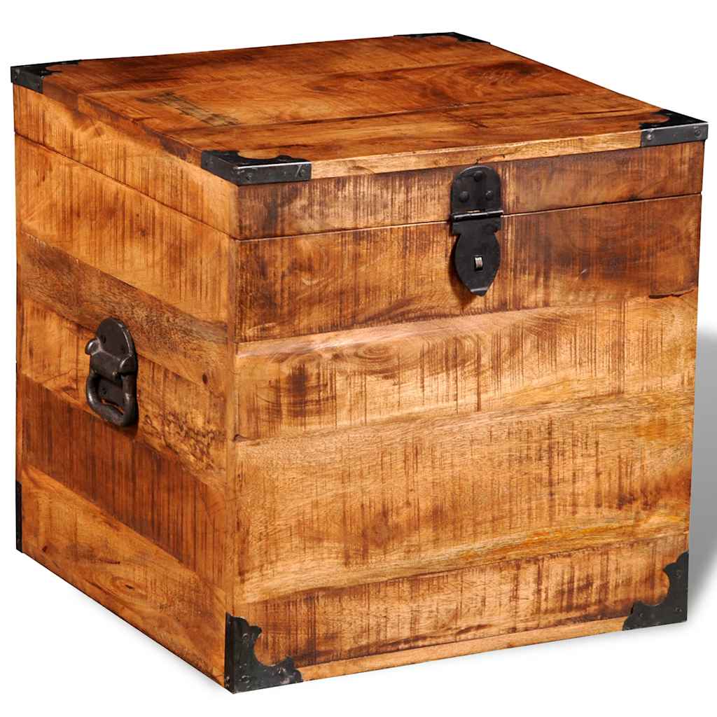 vidaXL Truhe Würfelform Raues Mangoholz