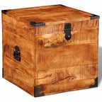 vidaXL Truhe Würfelform Raues Mangoholz