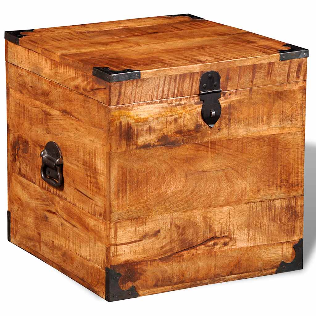 vidaXL Truhe Würfelform Raues Mangoholz