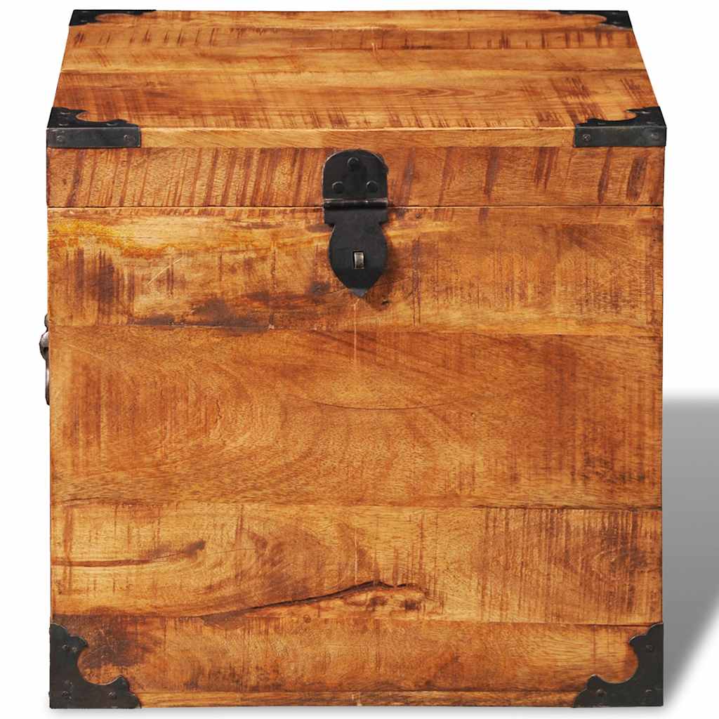 vidaXL Truhe Würfelform Raues Mangoholz