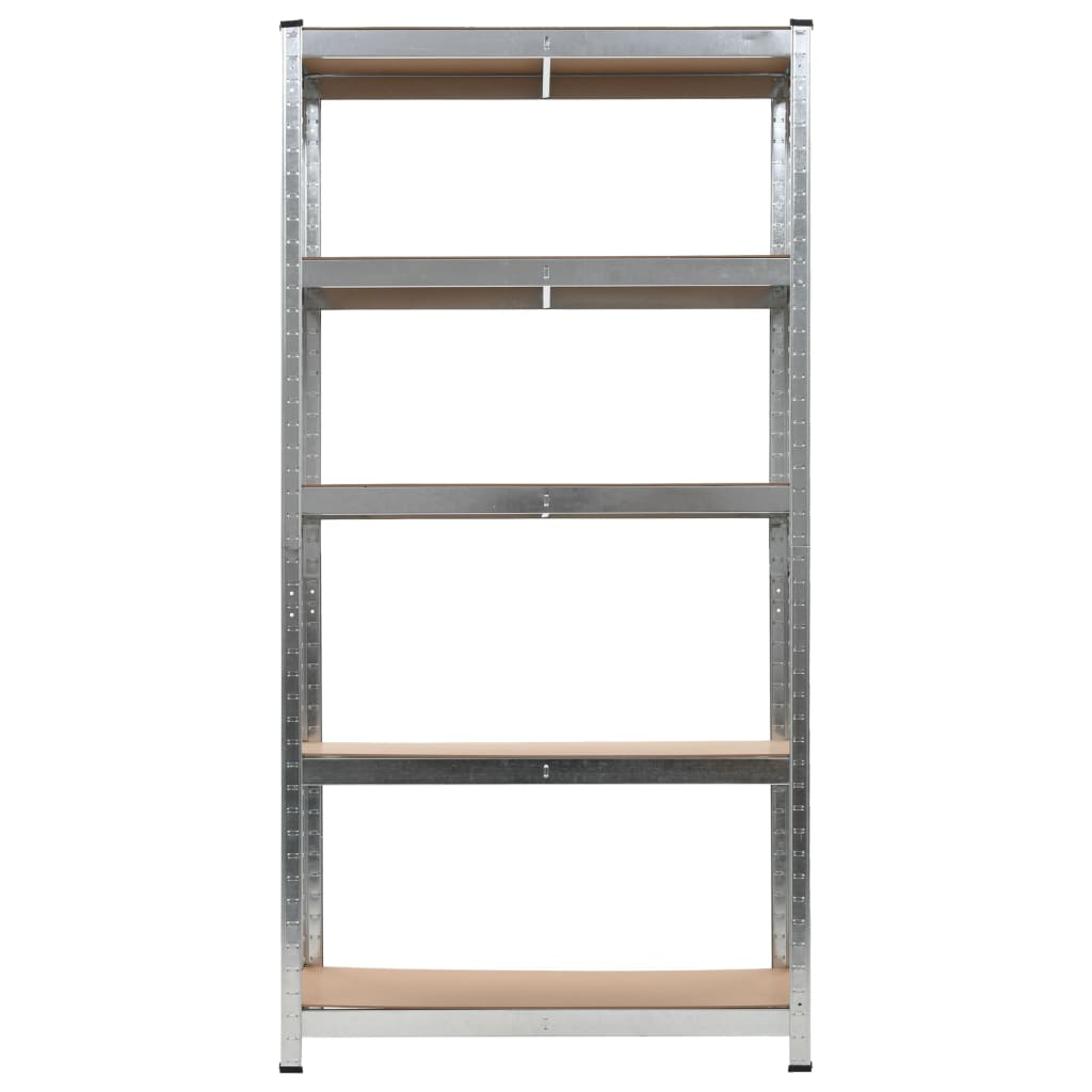 vidaXL Lagerregale mit 5 Böden 10 Stk. Silbern Stahl & Holzwerkstoff