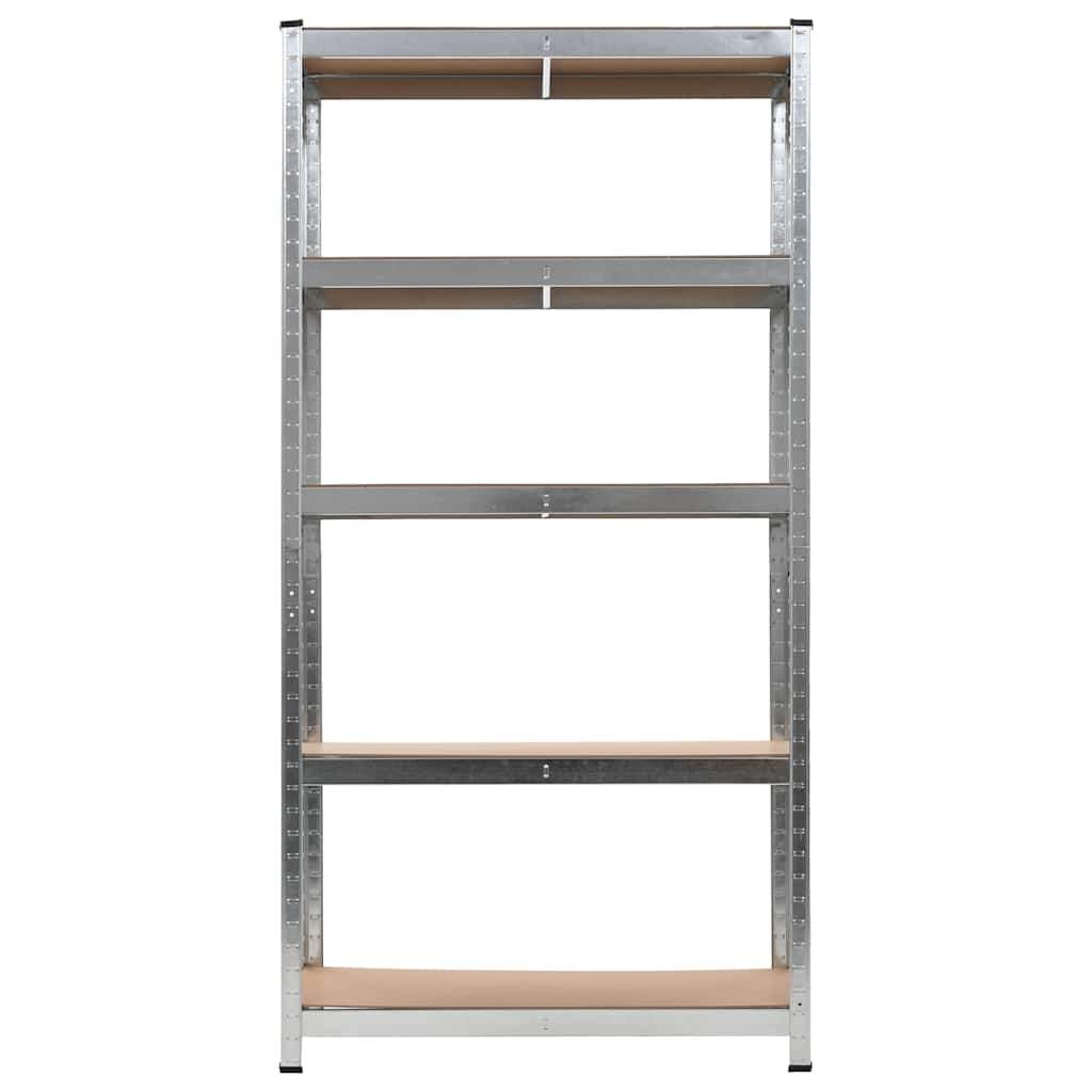 vidaXL Lagerregale mit 5 Böden 2 Stk. Silbern Stahl & Holzwerkstoff