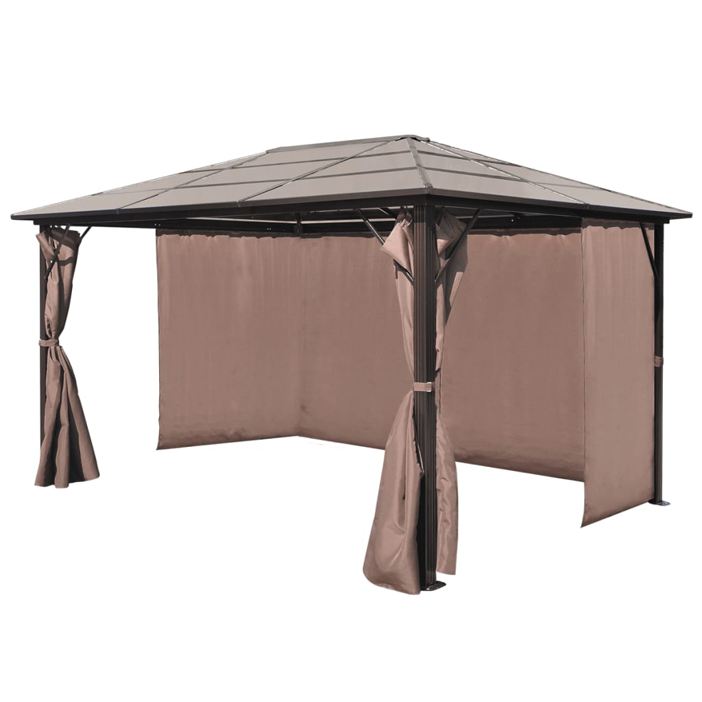 vidaXL Pavillon mit Vorhängen Braun Aluminium 400 x 300 cm
