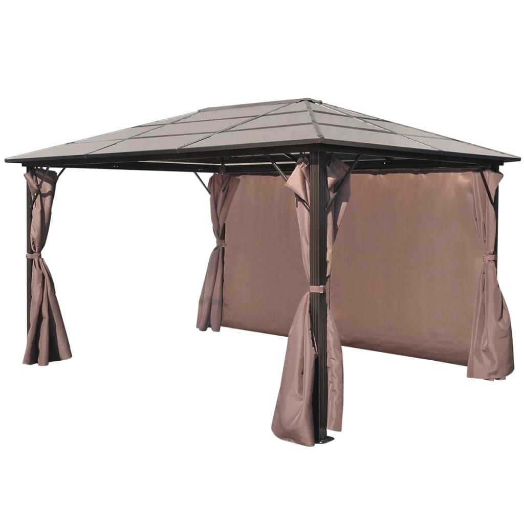 vidaXL Pavillon mit Vorhängen Braun Aluminium 400 x 300 cm