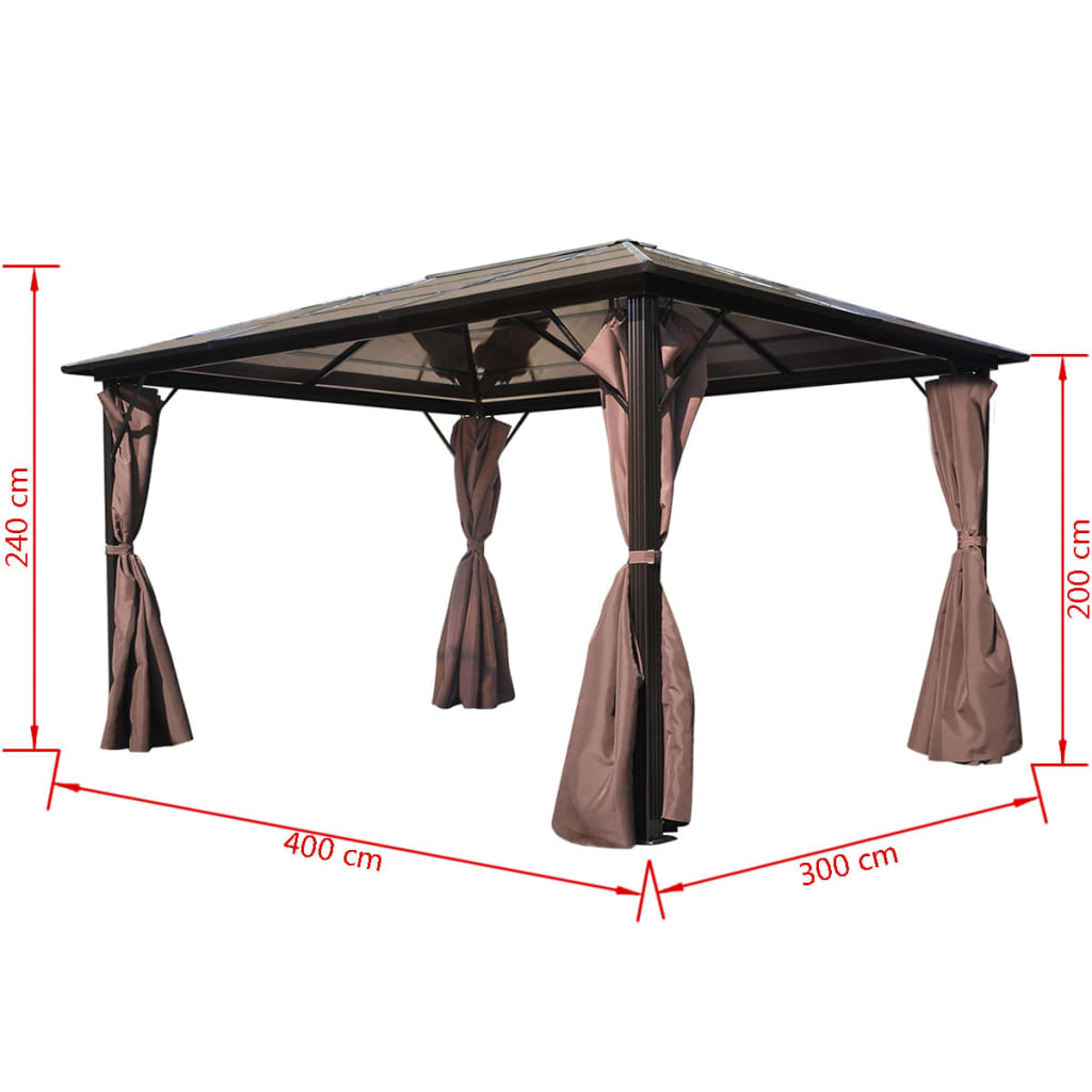 vidaXL Pavillon mit Vorhängen Braun Aluminium 400 x 300 cm
