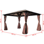 vidaXL Pavillon mit Vorhängen Braun Aluminium 400 x 300 cm