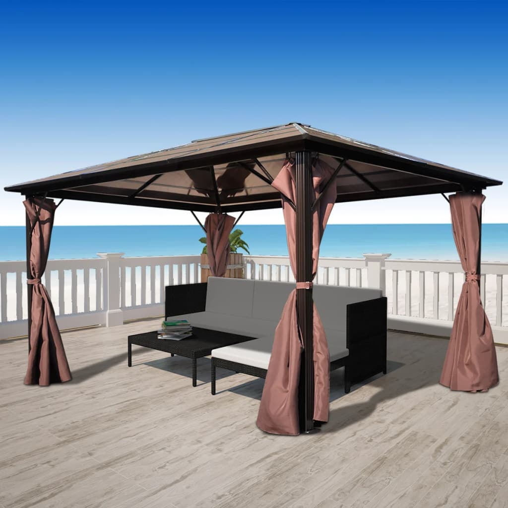 vidaXL Pavillon mit Vorhängen Braun Aluminium 400 x 300 cm