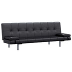 vidaXL Schlafsofa mit 2 Kissen Kunstleder Ausziehbar Schwarz