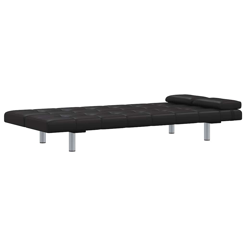 vidaXL Schlafsofa mit 2 Kissen Kunstleder Ausziehbar Schwarz