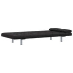 vidaXL Schlafsofa mit 2 Kissen Kunstleder Ausziehbar Schwarz